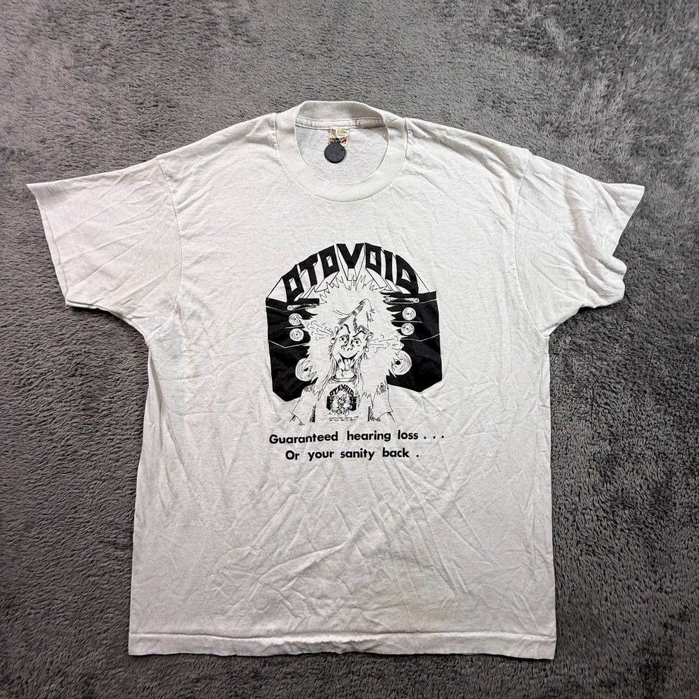 Vtg 80s Otovoid Band Tee Punk Rock DIY Screen Stars XL Guaranteed Hearing Loss